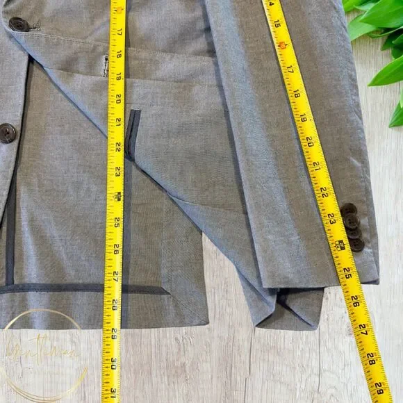 LANDS' END Mens 2 Piece Suit Blazer Jacket 42R Pant 34Wx31L Gray Stretch Cotton